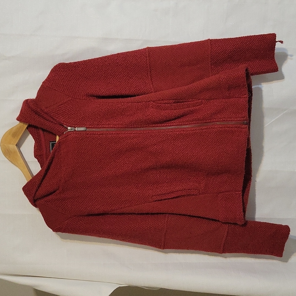 Lucky Brand red asymmetrical zip shacket women's medium